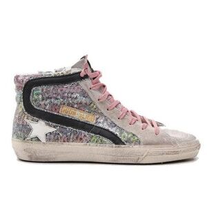 Rare Golden Goose Slide Multicolor Sequin Pink Sneakers Size 36